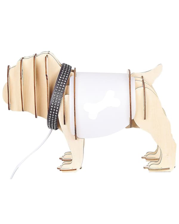 Bordslampa Ljust trä med Vit Tygskärm Bulldog Modern Sovrum