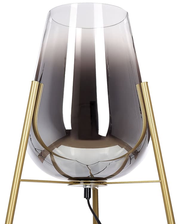 Golvlampa Guld Stål Glas Rökt Skärm Modern Glamorös Design Vardagsrum Belysning