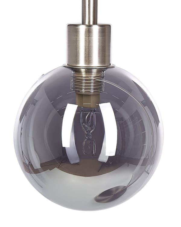 Bordslampa Silver Stål och Glasskärm Rund Nattlampa Skrivbordslampa Modern Glamorös Design