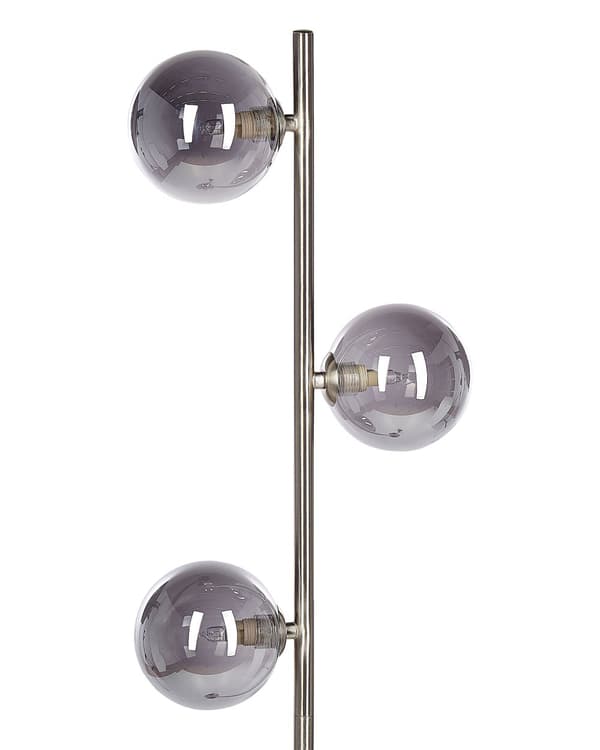Golvlampa Silver Stål Glas 3 Runda Rökta Skärmar Modern Glamorös Design Vardagsrum Belysning