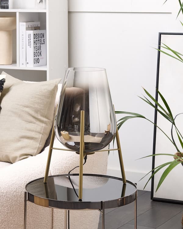 Bordslampa Guld Stål och Glasskärm Rund Nattlampa Skrivbordslampa Modern Glamorös Design