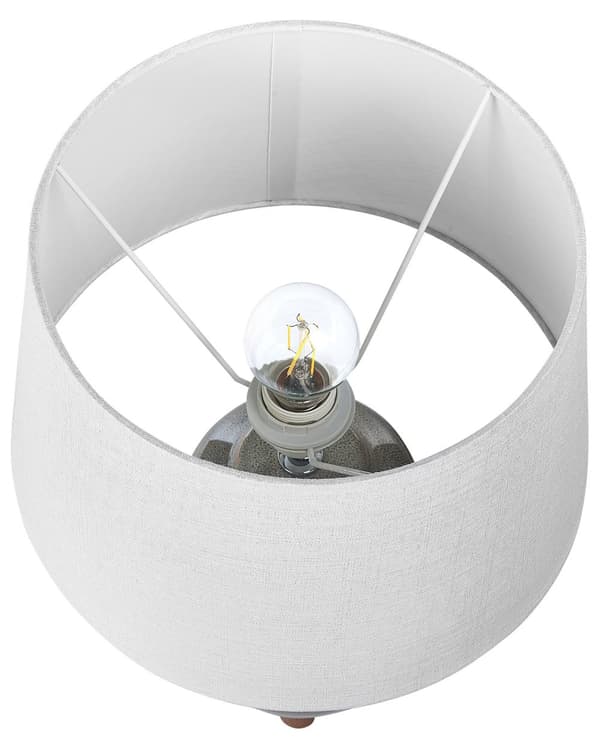 Bordslampa Grå Keramik 46 cm Vit Kon Skärm Handgjord Sänglampa Vardagsrum Sovrum Belysning