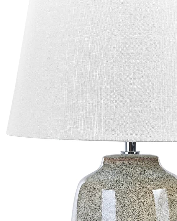 Bordslampa Grå Keramik 46 cm Vit Kon Skärm Handgjord Sänglampa Vardagsrum Sovrum Belysning