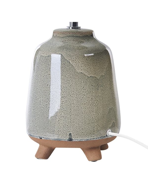 Bordslampa Grå Keramik 46 cm Vit Kon Skärm Handgjord Sänglampa Vardagsrum Sovrum Belysning