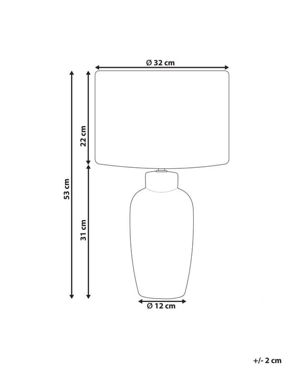 Bordslampa Blå Keramik 53 cm Vit Cylinder Skärm Handgjord Sänglampa Vardagsrum Sovrum Belysning