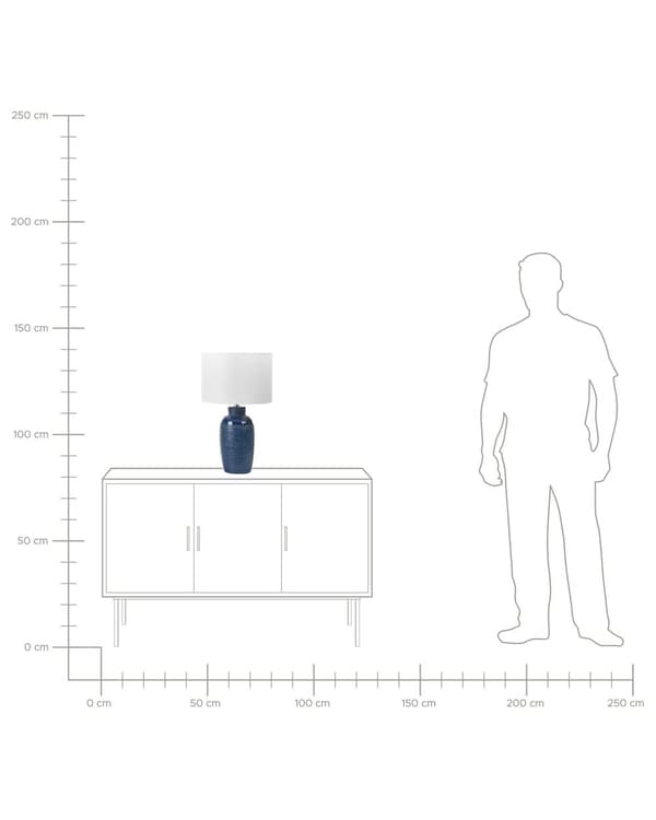 Bordslampa Blå Keramik 53 cm Vit Cylinder Skärm Handgjord Sänglampa Vardagsrum Sovrum Belysning