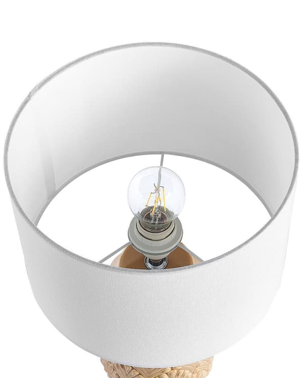Bordslampa Orange Keramik Blank Tygskärm Texturerad Nattlampa Skrivbordsljus Modern Design