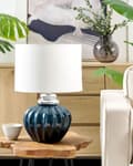 Miniatyrbild 4 av 9: Bordslampa Vit Keramik Högglansad Ribbad Bas