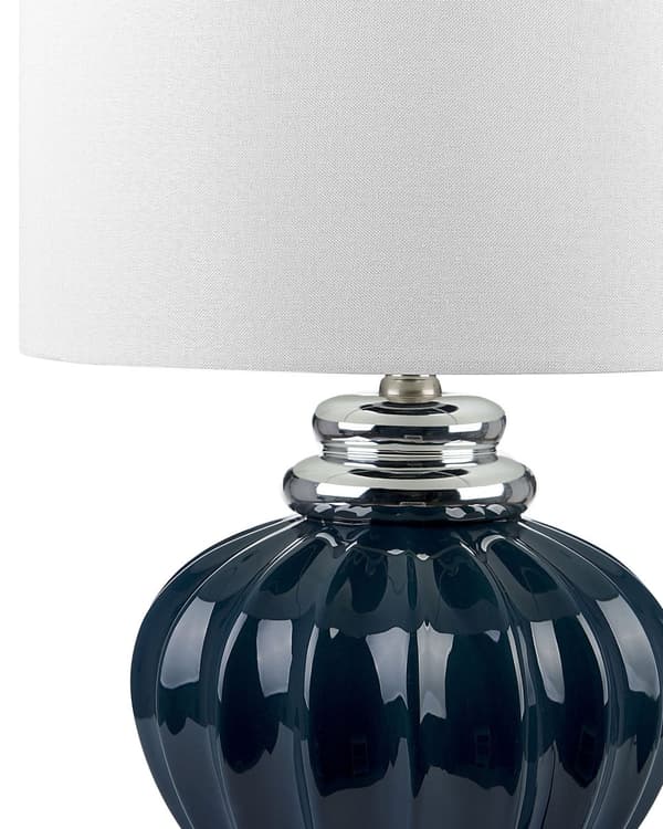 Bordslampa Vit Keramik Högglansad Ribbad Bas