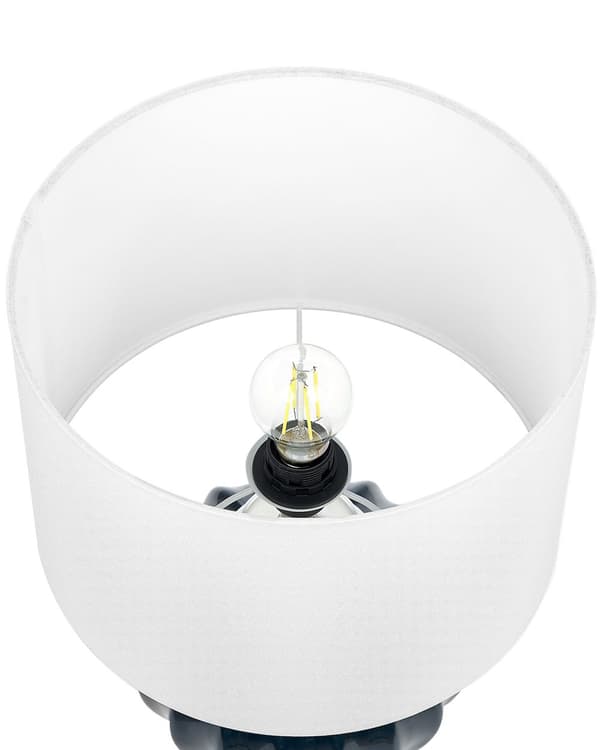 Bordslampa Vit Keramik Högglansad Ribbad Bas