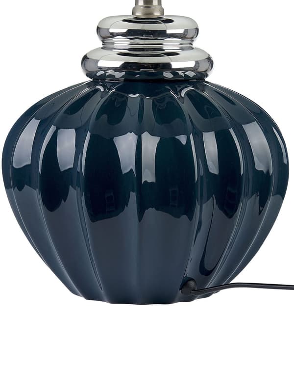 Bordslampa Vit Keramik Högglansad Ribbad Bas