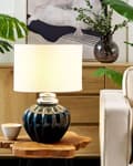 Miniatyrbild 2 av 9: Bordslampa Vit Keramik Högglansad Ribbad Bas