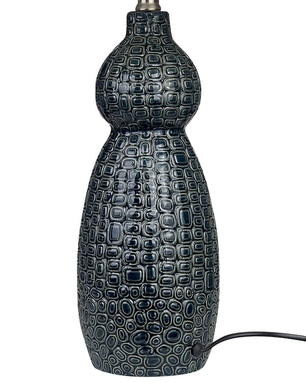 Bordslampa Mörkblå och Svart Keramik Tygskärm Belysning