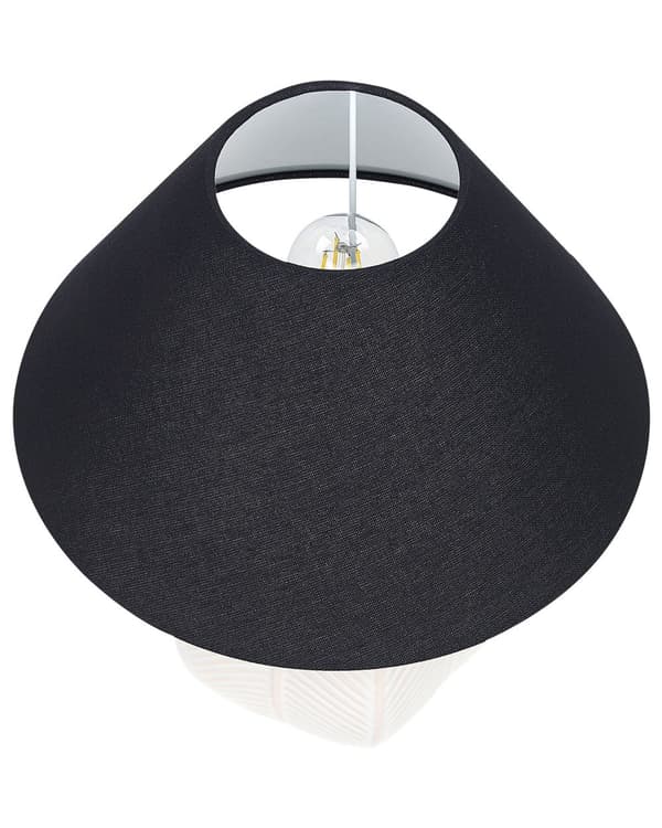 Bordslampa Beige Keramik Tygskärm Belysning