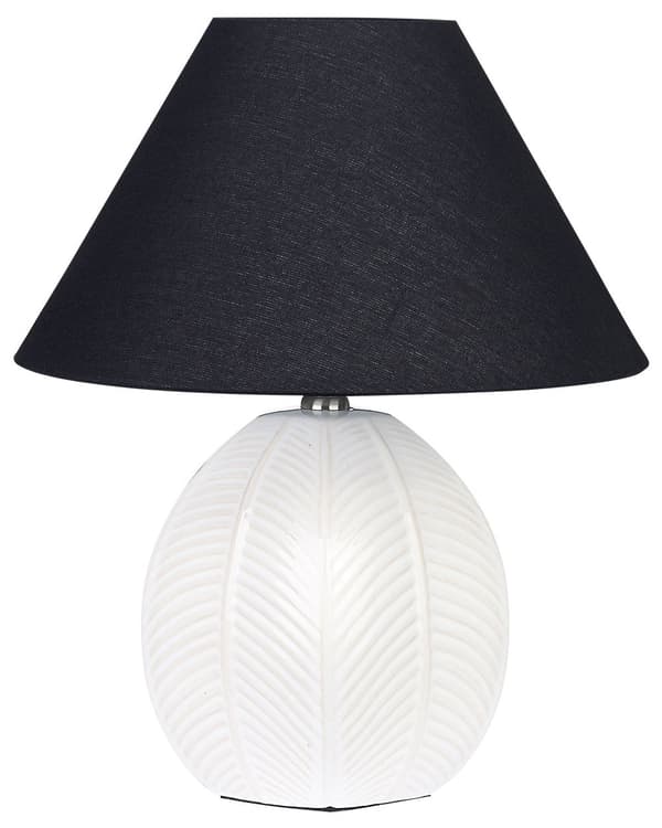 Bordslampa Beige Keramik Tygskärm Belysning