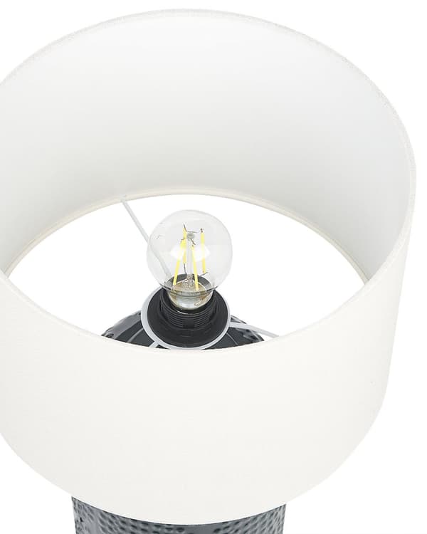 Bordslampa Mörkblå Keramik Tygskärm Belysning
