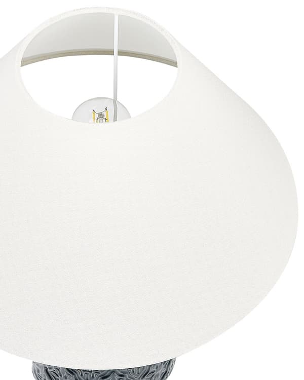Bordslampa Mörkblå Keramik Tygskärm Belysning