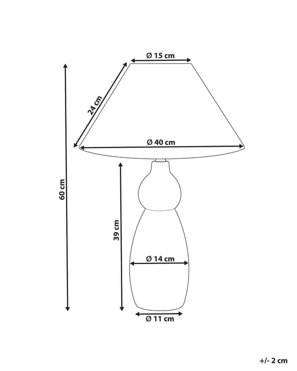 Bordslampa Mörkblå och Vit Keramik Tygskärm Belysning