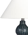 Miniatyrbild 5 av 9: Bordslampa Mörkblå och Vit Keramik Tygskärm Belysning