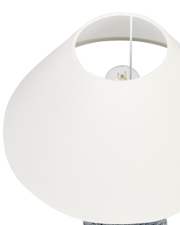 Bordslampa Mörkblå och Vit Keramik Tygskärm Belysning