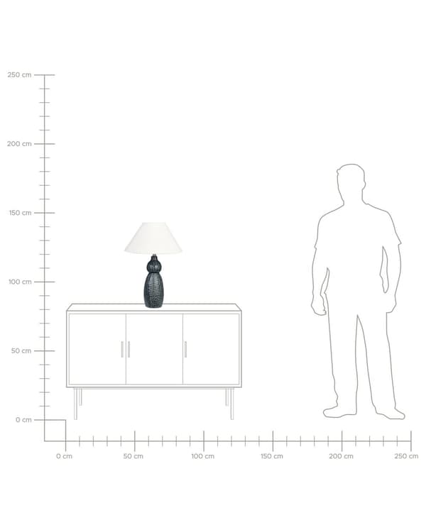 Bordslampa Mörkblå och Vit Keramik Tygskärm Belysning