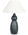 Miniatyrbild 1 av 9: Bordslampa Mörkblå och Vit Keramik Tygskärm Belysning