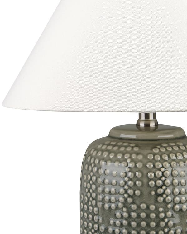 Bordslampa Grå Keramik Tygskärm Belysning