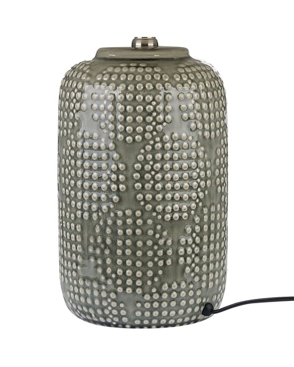 Bordslampa Grå Keramik Tygskärm Belysning