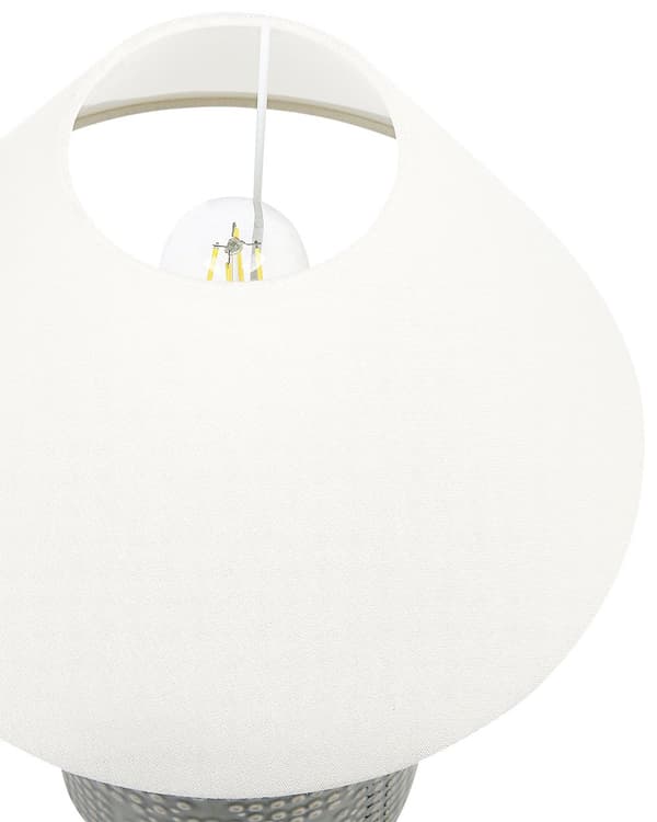 Bordslampa Grå Keramik Tygskärm Belysning