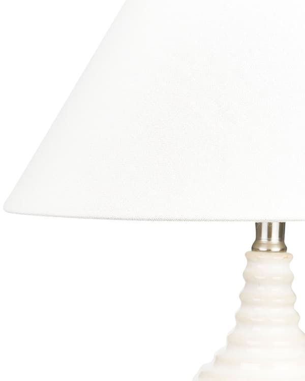Bordslampa Krämvit Keramik Tygskärm Belysning