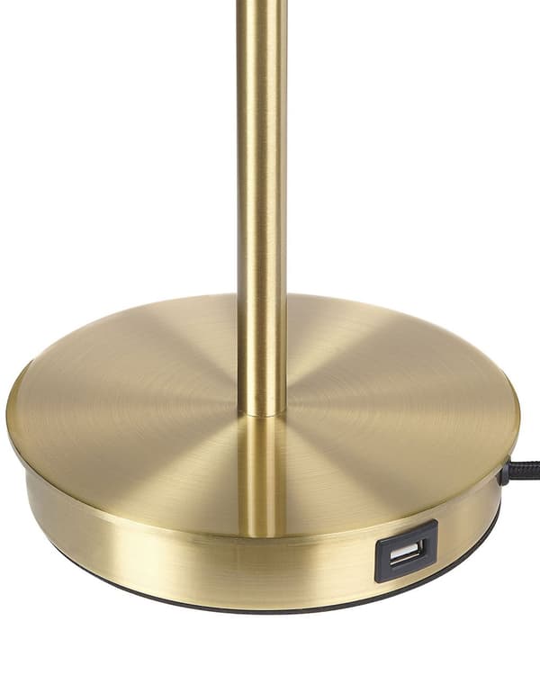 Bordslampa Guld Järn Konskärm USB-ingång med Dragknapp Kontor Arbetsrum Funktion Modern