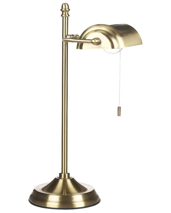 Bordslampa Guld och Svart Metallbas Skärm Justerbar Dragknapp Retro Stil Hemmakontor Belysning