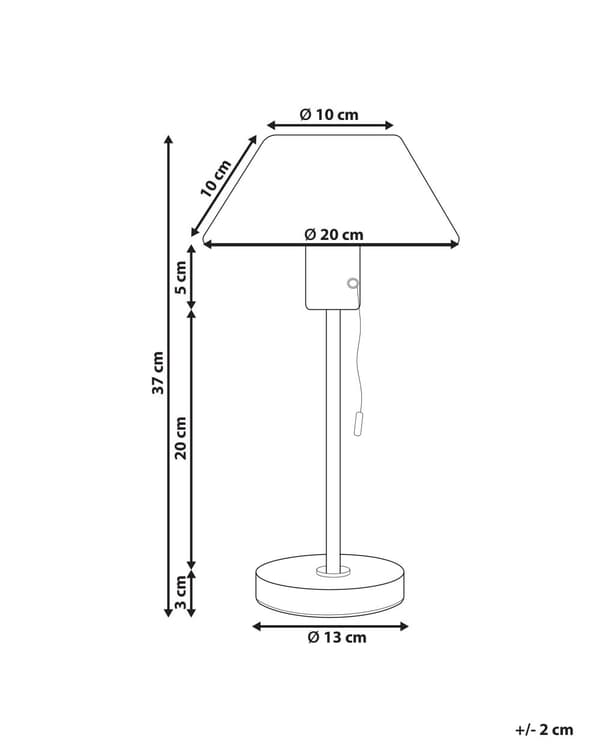 Bordslampa Ljusgrå Järn Konskärm med Dragknapp Kontor Arbetsrum Modern