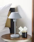 Miniatyrbild 4 av 9: Bordslampa Ljusgrå Järn Konskärm med Dragknapp Kontor Arbetsrum Modern
