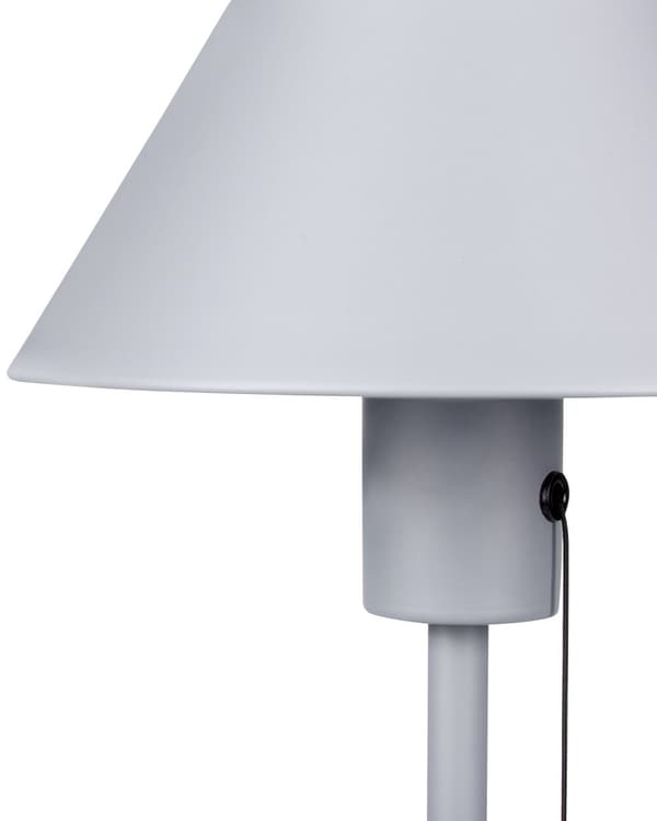 Bordslampa Ljusgrå Järn Konskärm med Dragknapp Kontor Arbetsrum Modern