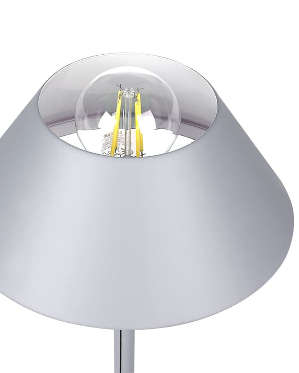 Bordslampa Ljusgrå Järn Konskärm med Dragknapp Kontor Arbetsrum Modern