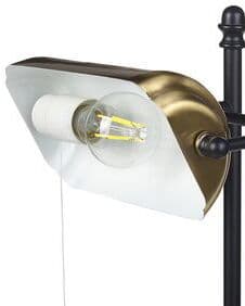 Bordslampa Guld och Svart Metallbas Skärm Justerbar Dragknapp Retro Stil Hemmakontor Belysning