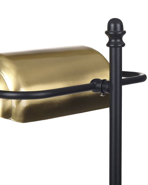 Bordslampa Guld och Svart Metallbas Skärm Justerbar Dragknapp Retro Stil Hemmakontor Belysning