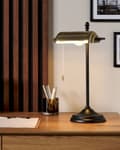 Miniatyrbild 2 av 11: Bordslampa Guld och Svart Metallbas Skärm Justerbar Dragknapp Retro Stil Hemmakontor Belysning