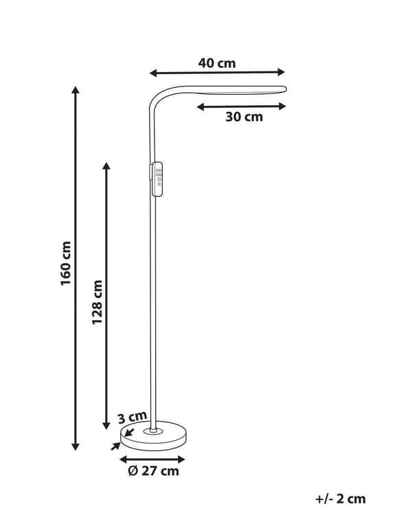 Golvlampa LED Svart Syntetmaterial 160 cm Dimmer Fjärrkontroll Modern Belysning Hemmakontor