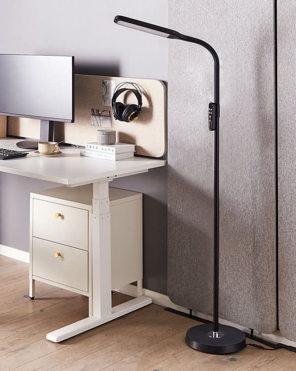 Golvlampa LED Svart Syntetmaterial 160 cm Dimmer Fjärrkontroll Modern Belysning Hemmakontor
