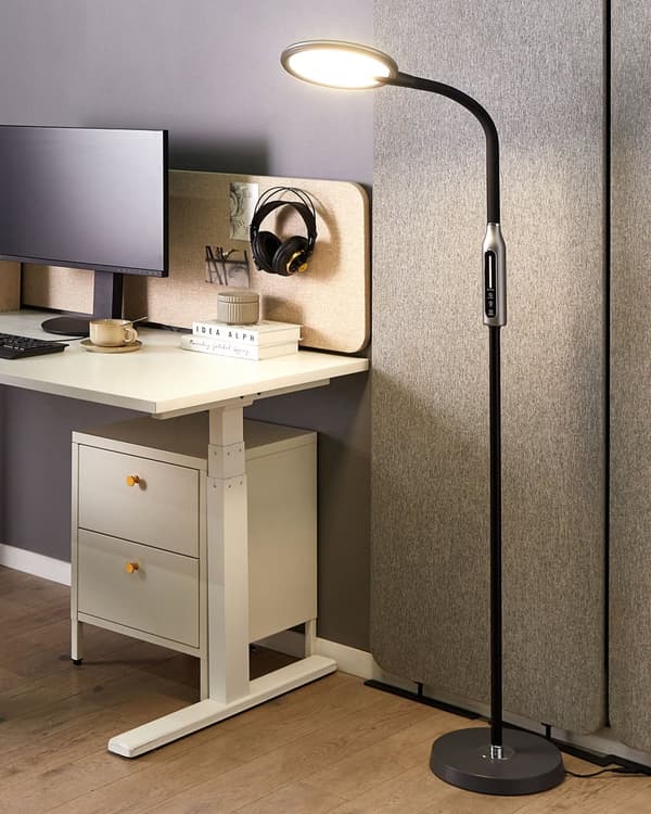 Golvlampa LED Vit Syntetiskt Material 148 cm Slider Dimmer Modern Belysning Hemmakontor