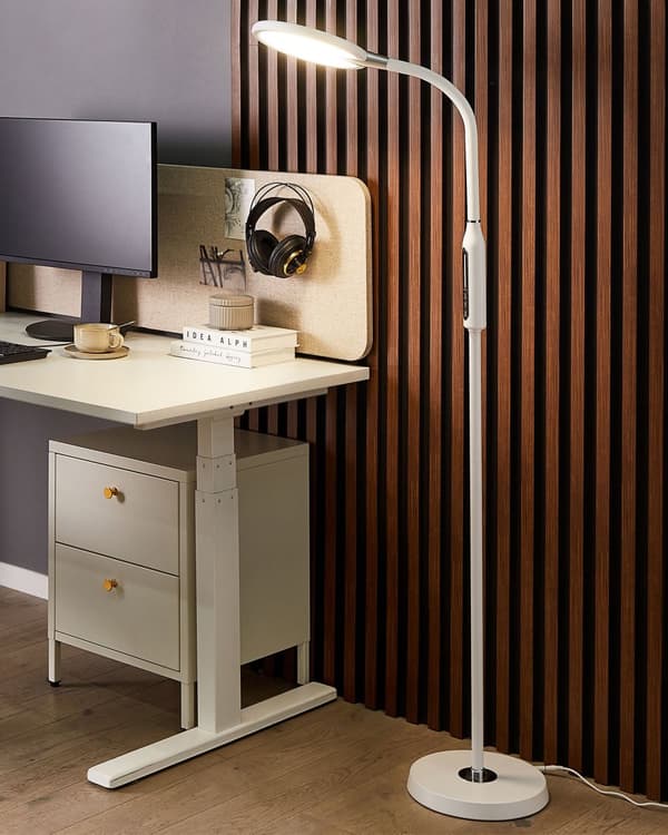 Golvlampa LED Vit Syntetiskt Material 148 cm Slider Dimmer Modern Belysning Hemmakontor