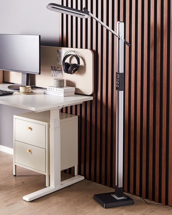 Golvlampa LED Mörkgrå Syntetmaterial 144 cm Dimmer CCT Modern Belysning Industriell Design Hemmakontor