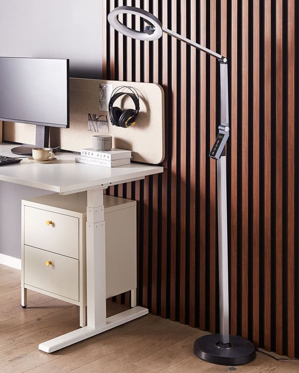 Golv LED-lampa Mörkgrå Syntetiskt Material 170 cm Dimming LCD Modern Belysning Hemmakontor