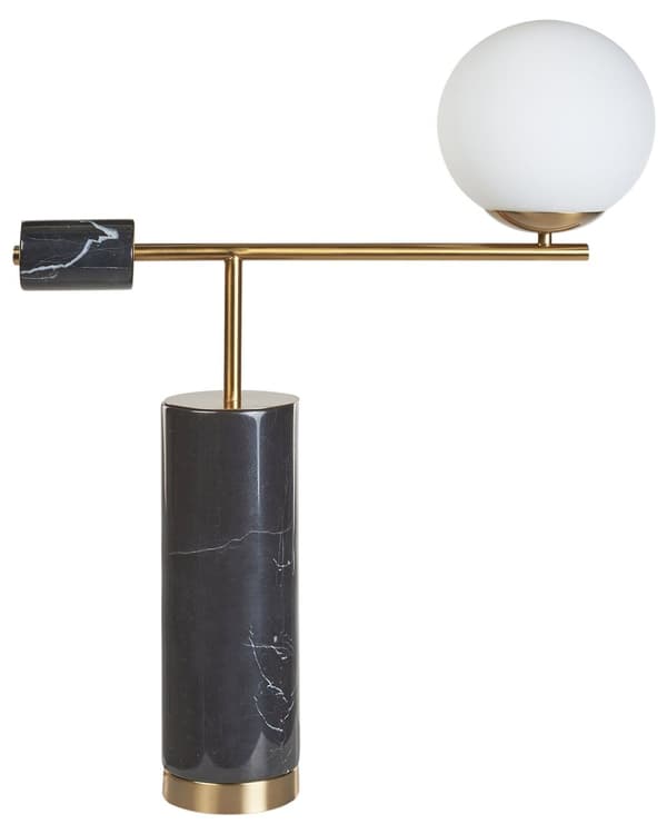 Bordslampa Svart och Guld Marmorbas Glasskärm Vardagsrum Sovrum Modern Design