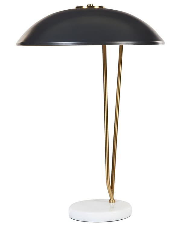 Bordslampa Svart och guld Marmorbas Järnskärm Kontor Studie Modern