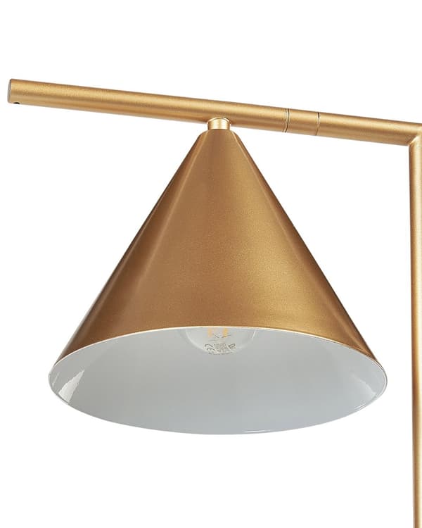 Bordslampa Guld Marmor Bas Konformad Skärm Kontor Arbetsrum Modern
