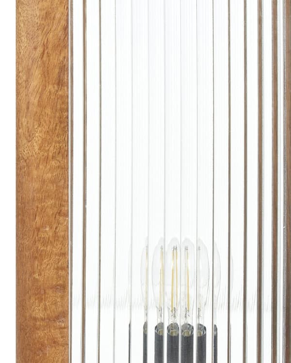 Bordslampa Ljust Mangoträ med Glaspaneler Industriell Design Modern Heminredning Belysning Vardagsrum Sovrum Hall