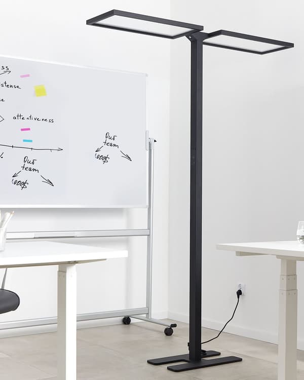 LED-golvlampa Svart Aluminium 196 cm Höjd Touch Switch Dimmer Rörelsesensor Modern 2-punktsbelysning Hemmakontor